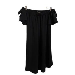 Jella C Womens Black Off Shoulder Tie Open Sleeve Sheath Mini Dress Medium